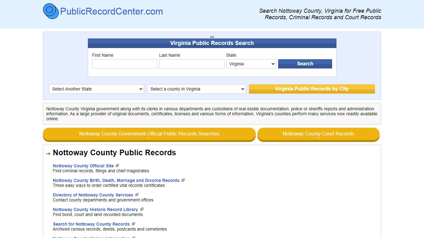 Nottoway County Virginia Free Public Records - Court Records - Criminal ...